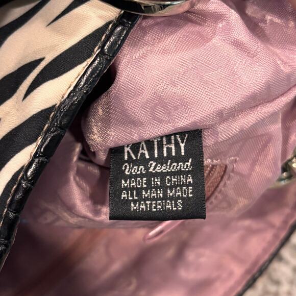 Y2K Kathy Van Zeeland Zebra Mini Tote Bag Purse Hangbag Satchel Top Handle Vtg - Picture 7 of 12